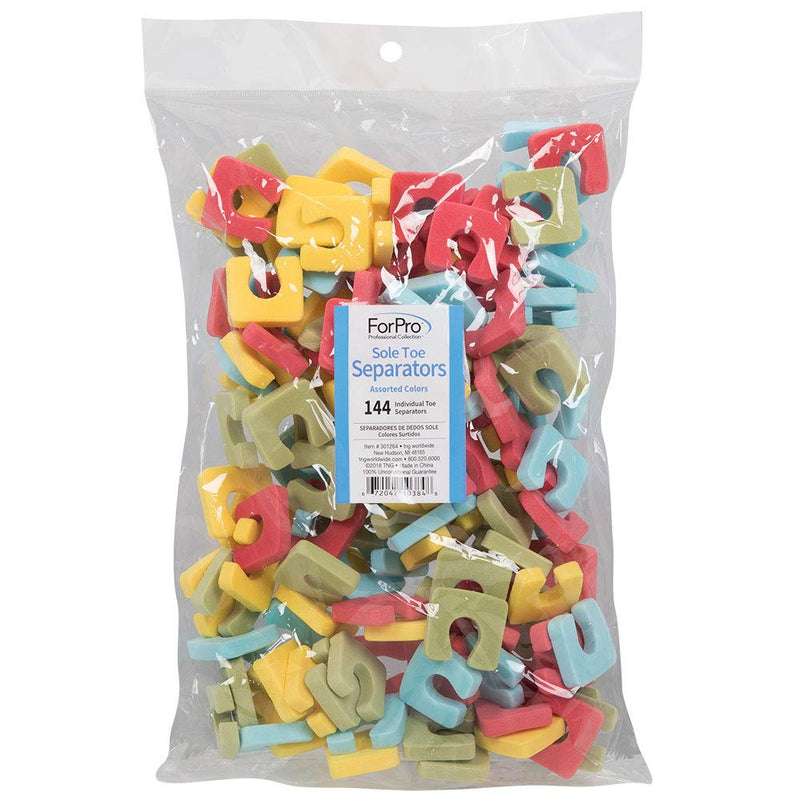 ForPro Sole Toe Separators, Assorted Colors, Individual Pedicure Toe Separators, 1” W x 1” L, 144-Count - BeesActive Australia