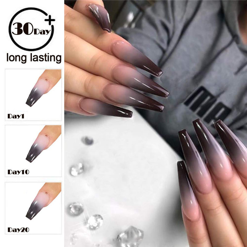 MIZHSE Poly Nail Gel Gray Temperature Color Changing Extension Builder Gel Professional Enhancement Nail Thickening Tool for Starter Halloween - BeesActive Australia