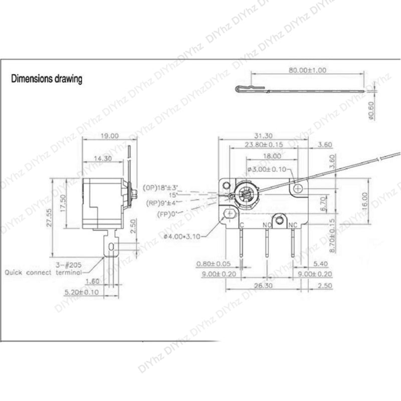 [AUSTRALIA] - DIYhz Coin Switch Wire Switch 5A 125/250V AC 3 Foot 0.1A 30V DC 1PCS Black 10307 