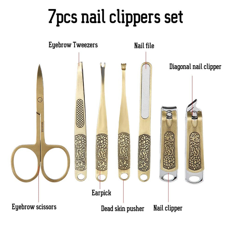 Nail Clipper Set, 7 in 1 Manicure and Pedicure Kit - 7 Pcs Stainless Steel Nail Cutter Sharp Nail Cutter, Professional Grooming Kit, Nail Tools, for Women & Men - BeesActive Australia