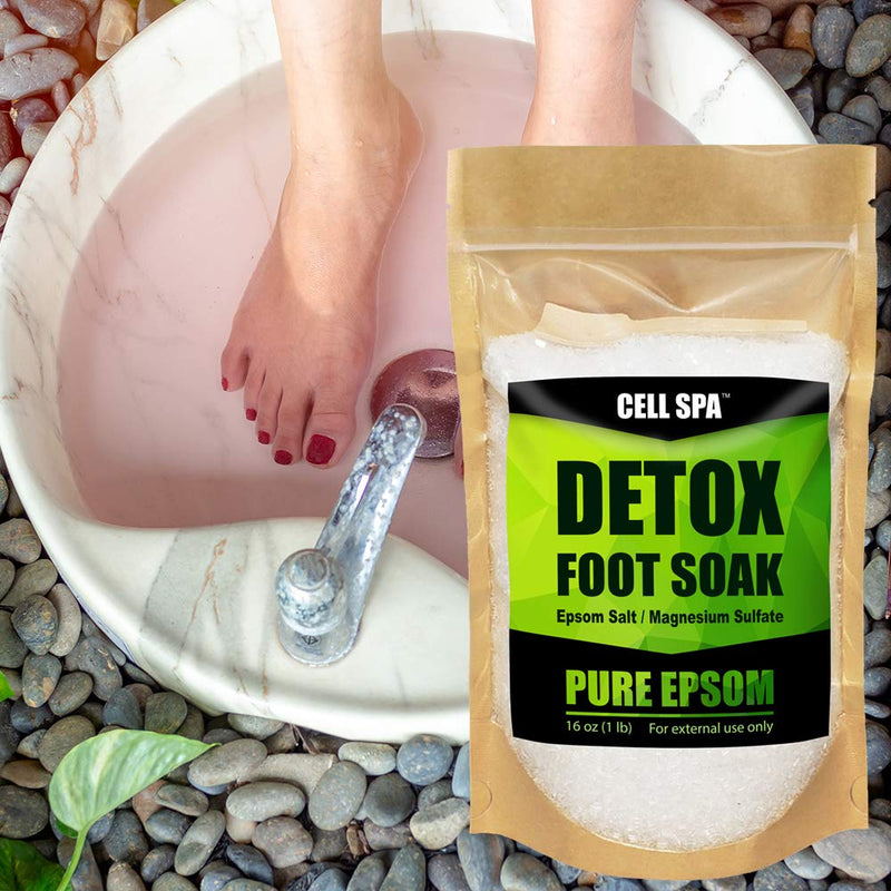 Cell Spa Detox Foot Soak Bath Premium 16 Ounce Lavender Scented Epsom Salt Magnesium Sulfate to Help Detox, Relieve Stress, Eliminate Odors & Soften Your Feet (UNSCENTED) UNSCENTED - BeesActive Australia