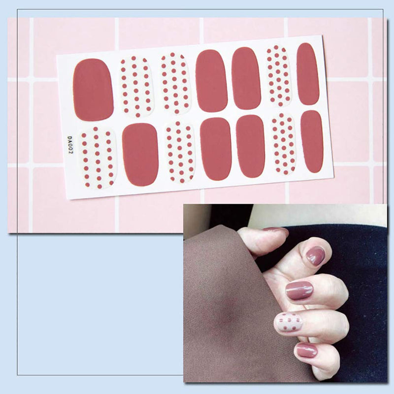 WOKOTO 6 Sheets Full Wraps Nail Polish Stickers With 1Pcs Nail File Heart Lattice Geometry Self-Adhesive Nail Art Decals Strips Manicure Kits - BeesActive Australia