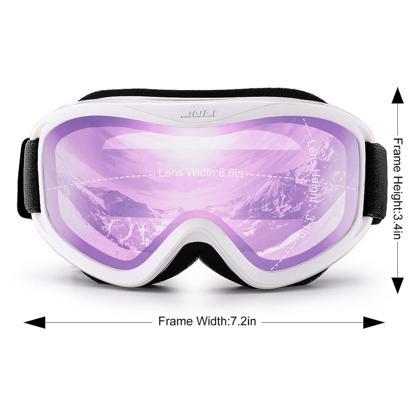 Juli Ski Goggles,Snow Snowboard Goggles Men Women Snowmobile Skiing Skating Arctic White /Purple Sapphire(vlt 18.5%) - BeesActive Australia