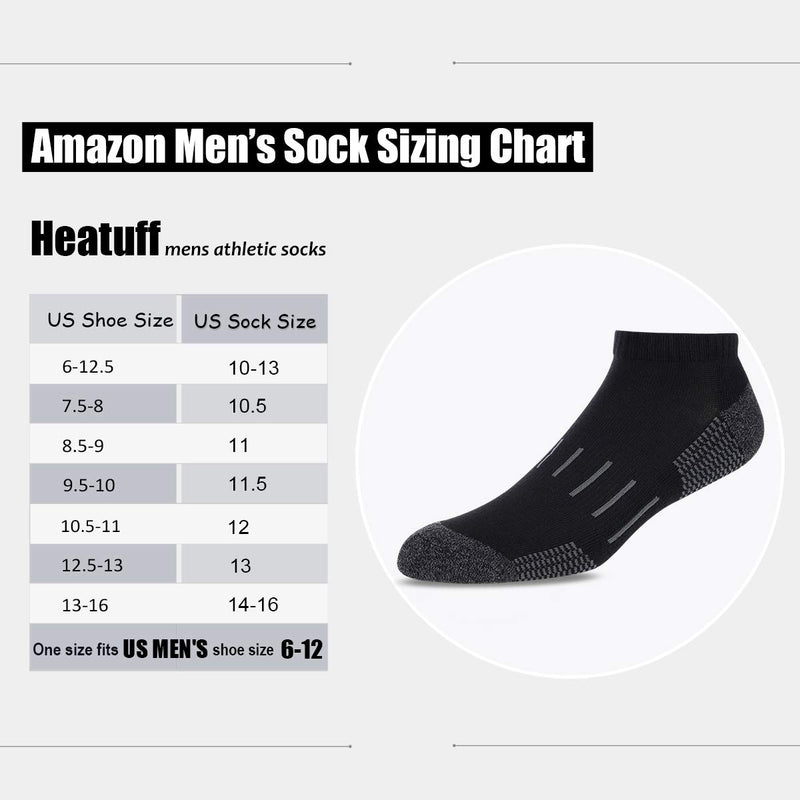 [AUSTRALIA] - Heatuff Mens Athletic Ankle Socks Moisture Wicking Cushion Running Low Cut Sock 6 Pack A-white 6 Pairs Shoe Size: 6-12 