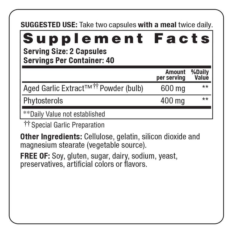 Kyolic Aged Garlic Extract Formula 107 Phytosterols Cholesterol Support, 80 Capsules 80 Count (Pack of 1) - BeesActive Australia