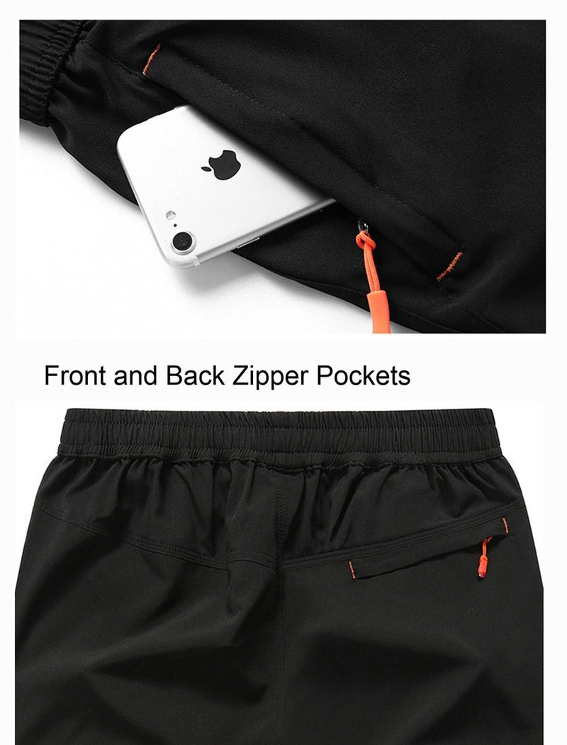 [AUSTRALIA] - TBMPOY Men's Outdoor Sports Quick Dry Gym Running Shorts Zipper Pockets Medium 01black 