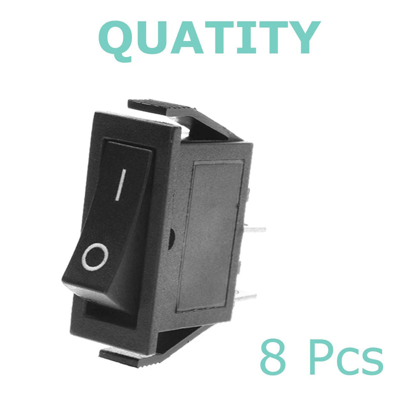 [AUSTRALIA] - QTEATAK 8 Pcs SPST Snap-in ON-Off 2 Pin Snap Rocker Boat Switch Black AC 250V 15A 125V 20A for Car Auto Boat Household Appliances 