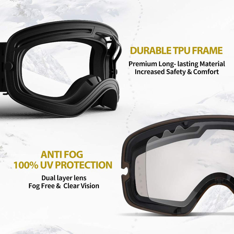 COPOZZ Ski Goggles, OTG Snowboard Goggles Anti Fog UV Protection Polarized Lens G1 Goggle - Red Red (Vlt 20.5%) - BeesActive Australia