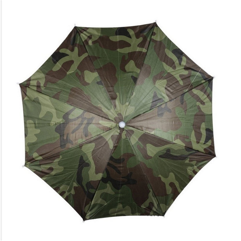 [AUSTRALIA] - Accinouter Umbrella Hat, Folding Headwear 26" Hands Free Sunshade Double Layer Protection Parasol for Fishing Gardening Beach Camping Party (Camouflage, 14.2"x26"x26" (Open) 14.2"x 2" (Fold)) 