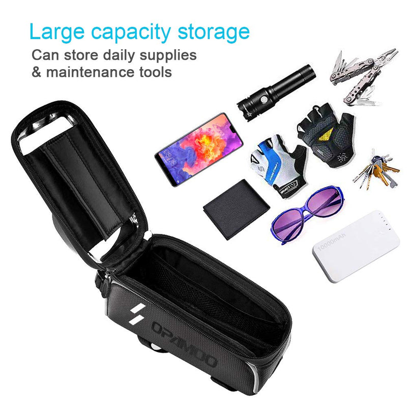 Bike Phone Front Frame Bag - Waterproof Bicycle Top Tube Cycling Phone Mount Pack Phone Case for 6.5’’ iPhone Plus xs max - BeesActive Australia