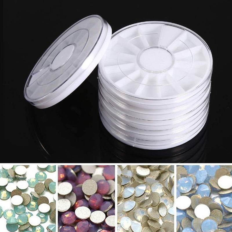 Rhinestone Box Bead Container - 6Pcs/Set 12 Compartments Nail Art Decoration Gem Rhinestone Empty Wheel Box Storage Container, for Storing a Variety of Nail Art Decorations - BeesActive Australia
