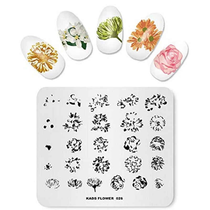 Rolabling 4 Pcs Nail Art Stamping Plate Set Spring Flower Nature Series Image Plates Nail Art Polish Stamping Template Manicure Tools (009) 2 - BeesActive Australia