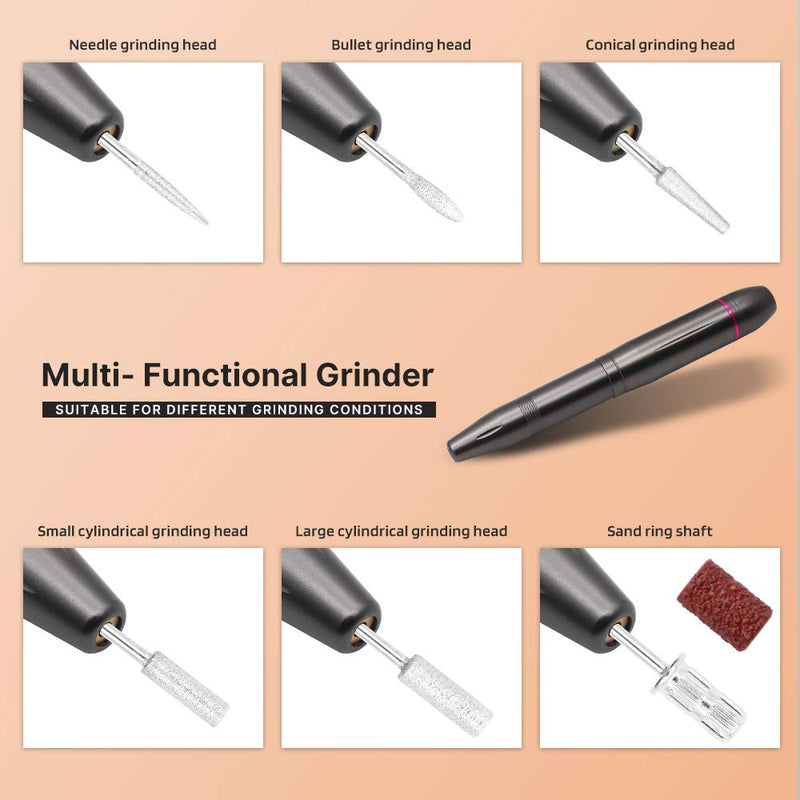 Electric Nail Drill Machine Pedicure Pen Sanding Polishing Grinding Manicure Machine Nail Drill Bits Nail File Nail Art Tools-PINK (CY07-Dark grey) CY07-Dark grey - BeesActive Australia