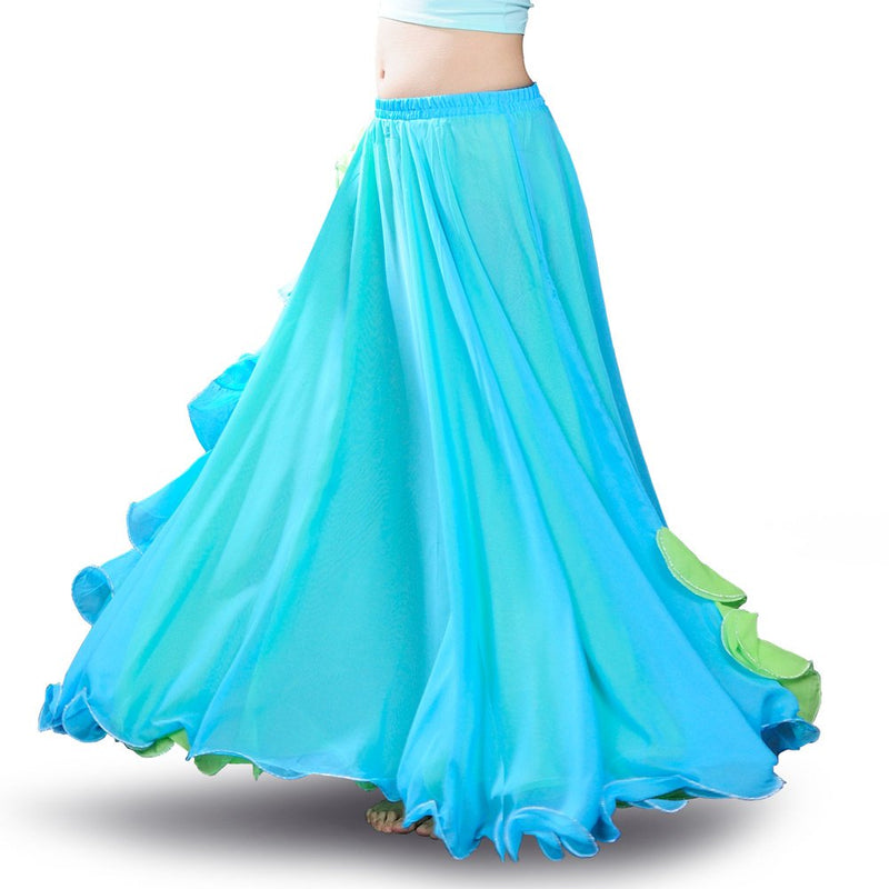 [AUSTRALIA] - ROYAL SMEELA Chiffon Belly Dance Skirt for Women Belly Dancing Costume Outfit Tribal Maxi Full Dance Skirts Dress Voile Large Light Blue 