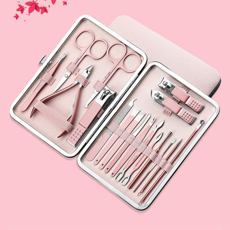 WINIBULA 18pcs Manicure and Pedicure Set, Nail Grooming Kit, Stainless Steel Toe Nail Clipper Set for Ladies Women Girls Travel/Home/Office - Rose Gold - BeesActive Australia