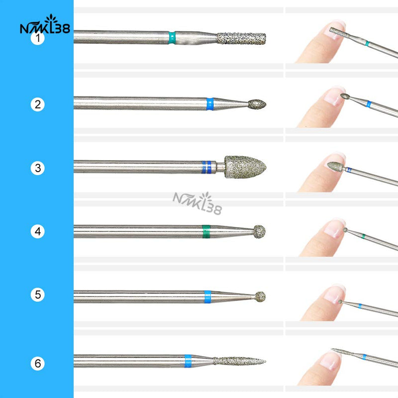 NMKL38 12PCS Cuticle Nail Drill Bits Electric Nail File Burrs Rotary Nail Cleaner Polishing Buffing File Grinder for Nail Salon Manicure Pedicure Tools SET 1 - BeesActive Australia