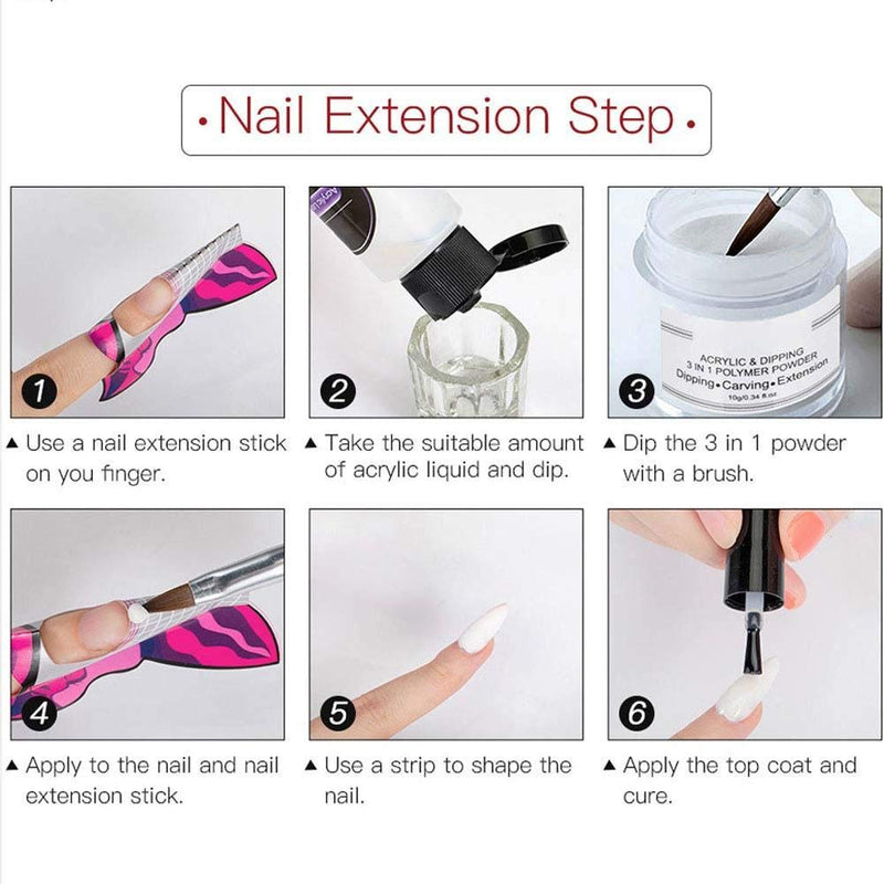 Nail Acrylic Powder, Nail Powder 6 Colors Acrylic Nail Art Tips UV Gel Powder Nail Art Decoration And Carving Accessories for Nail Art DIY Tips(1#) - BeesActive Australia