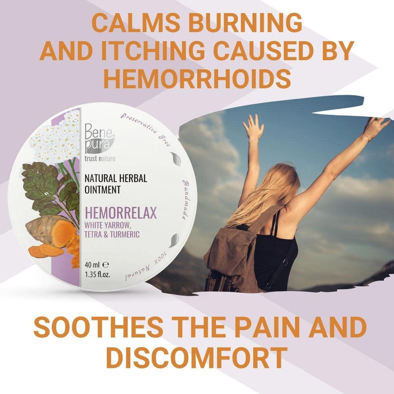 BenePura Hemorrhoids Ointment, Natural White Yarrow, Tetra and Turmeric Ointment, Soothes Burning, Itching and Discomfort, 40 ml - BeesActive Australia