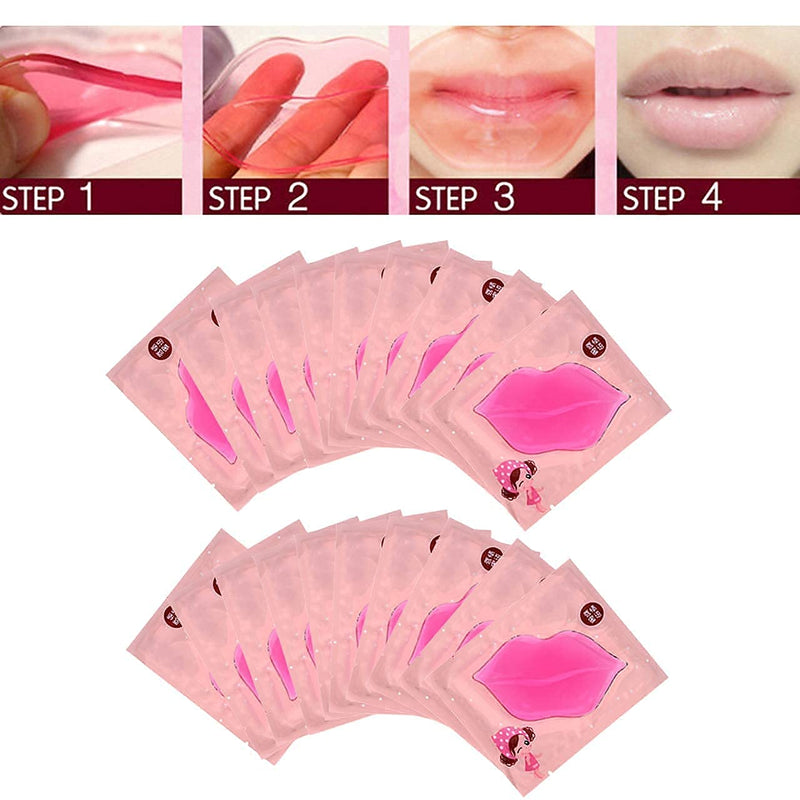 CCbeauty Pink Lip Mask 20-Pack Collagen Crystal Gel Lip Care Mask hydrating Moisturizing Essence,Remove Dead Skin, Anti Chapped Pads Lip Masks for Dry Lips - BeesActive Australia