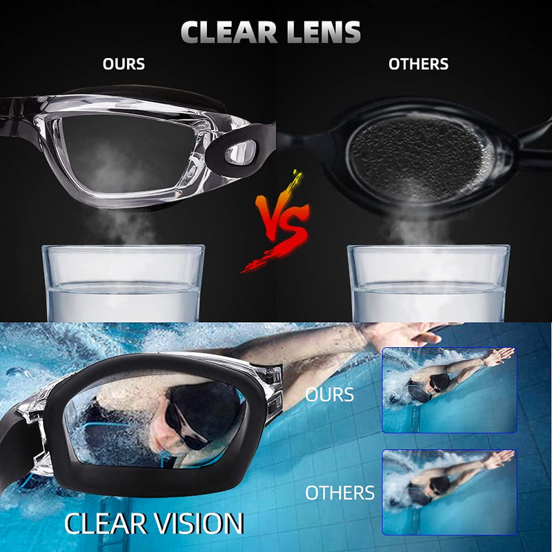 Uniswim Clear Anti Fog Swim Goggles Professional Goggles for Swimmng Glasses for Adult Men Women Black Lucency - BeesActive Australia