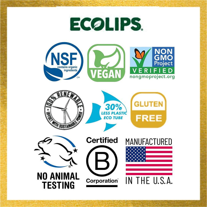 Eco Lips Bee Free Vegan Unscented 100% Natural Lip Balm - Soothe and Moisturize Dry, Cracked and Chapped Lips - 100% Plastic-Free Plant Pod Packaging - Made in USA (6 Tubes) - BeesActive Australia