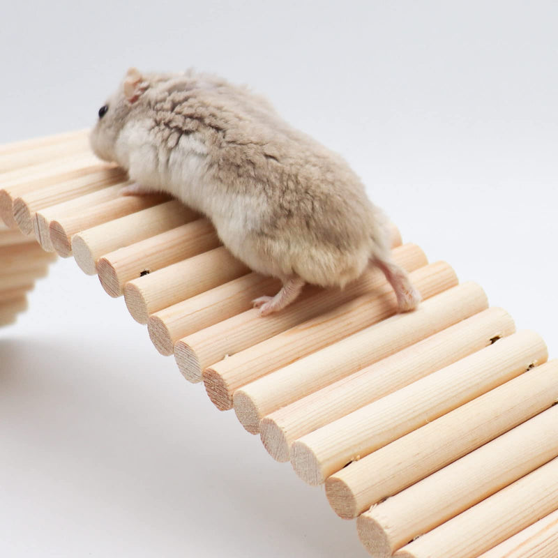 Rat Ladder Bridge, Wooden Hamster Climbing Ladder Toy, Small Animals Cage Accessories for Bird Parrot Hamster Mouse Rat Sugar Glider Hermit Crab Sugar Glider Chinchilla(23.62x3.14 Inches) - BeesActive Australia