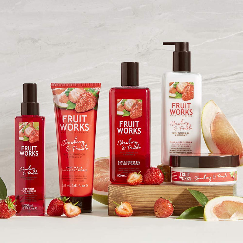 Fruit Works Strawberry & Pomelo Cruelty Free & Vegan Body Scrub With Natural Extracts 1x 225ml - BeesActive Australia