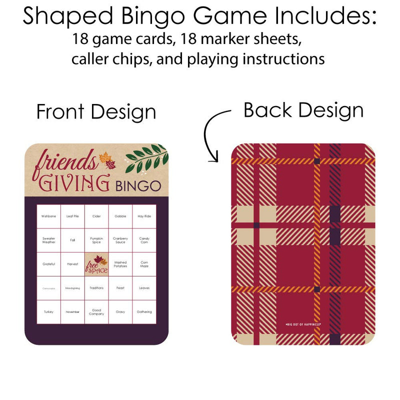 Big Dot of Happiness Friends Thanksgiving Feast - Bingo Cards and Markers - Friendsgiving Party Bingo Game - Set of 18 - BeesActive Australia