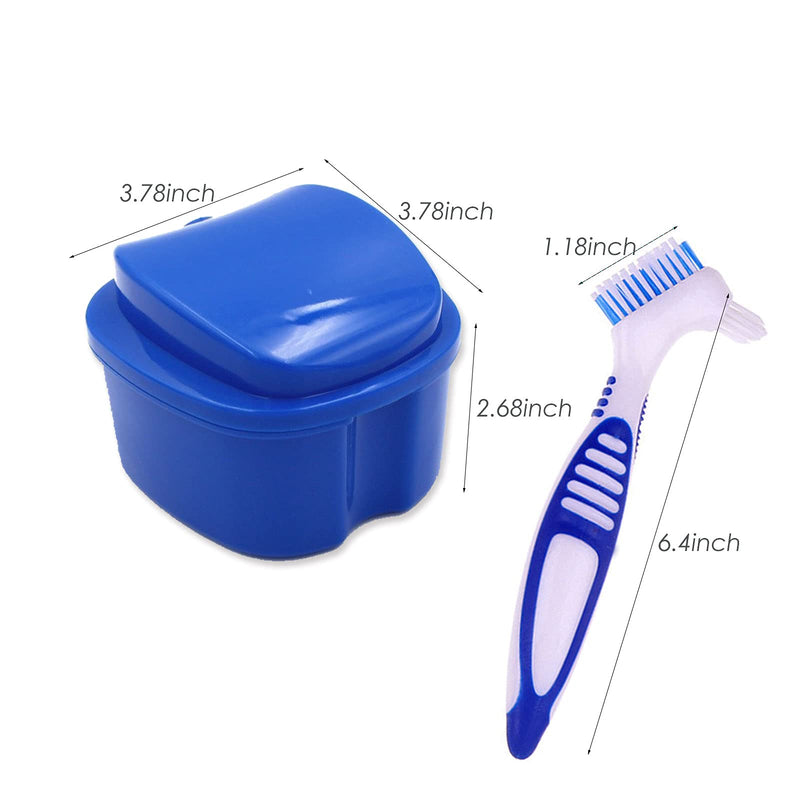 HRASY Denture Bath Case with Denture Cleaning Brush Kit - 2 Pcs Denture Bath Case Cup Box Holder Storage Soaking Container with Strainer Basket | 2 Pcs Denture Toothbrushes for False Teeth Cleaning - BeesActive Australia
