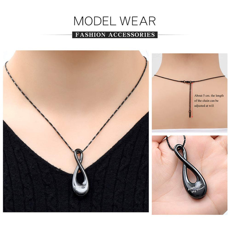 Imrsanl Infinity Cremation Jewelry for Ashes Urn Necklace Pendants for Ashes Wome/Men Memorial Lockets Keepsake Cremation Ashes Jewelry Black - BeesActive Australia