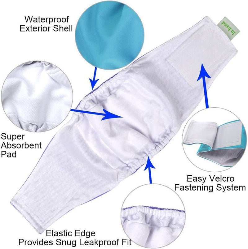 IN HAND Washable Male Dog Diapers(Pack of 3), Premium Reusable Belly Bands for Male Dogs, Durable Male Dog Belly Wrap, Comfy Doggie Diapers S(13"-17") Popular Color - BeesActive Australia