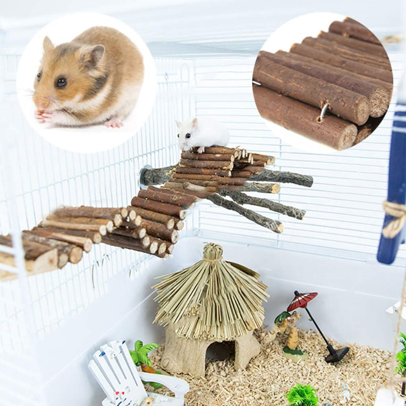 PINVNBY PIVBY Wooden Hamster Bridge,Rat Chew Toys for Chinchillas Guinea Pigs Hamster Mouse Rat, Rodents Ladder Toy for Small Animal (2Pack) - BeesActive Australia
