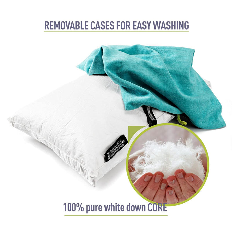 ZOOOBELIVES Down Filled Pillows for Camping/Travel, Washable Soft Cover, Camp Pillow for Neck & Lumbar Support On-The-Go, Ultralight & Compressible for Hiking Backpacking - AlpliveS2046 Blue Radiance - BeesActive Australia