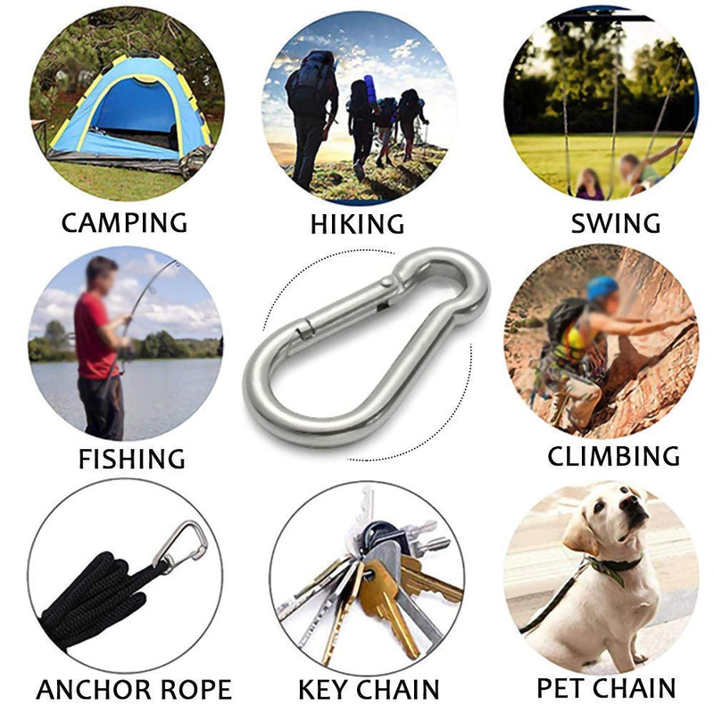 GRANDBUY Large Spring Snap Hook Carabiner, 304 Stainless Steel Snap Hook Heavy Duty Carabiner Clip, Stainless Steel Spring Snap Hook Carabiner Carabiner Outdoor 4 inch,2 Pack - BeesActive Australia