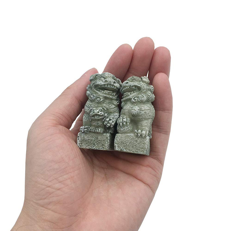 Smoothedo-Pets Fish Tank Decorations Aquarium Decoration Small Size Ornaments Accessories Fish Hides Asian Japan Garden Mini Lion Statue/Pair - BeesActive Australia