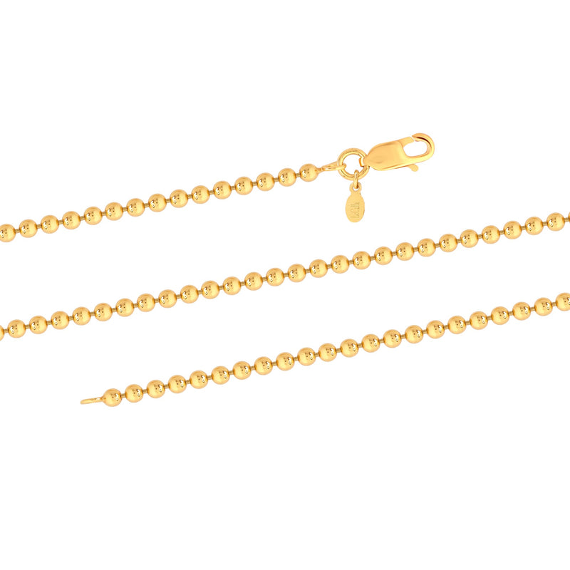 LeCalla 18K Gold Over Sterling Silver Italian 1.50 MM, 2 MM, 3 MM Ball Chain Necklace for Teen Women and Men 16, 18, 20, 22, 24 Inches, 925 Sterling Silver Chain Made in Italy with Lobster-Clasp 24.0 Inches - BeesActive Australia