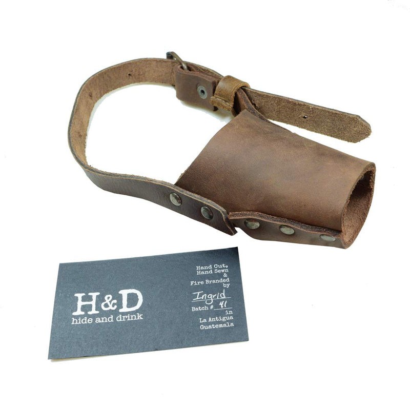 Hide & Drink, Leather Dog Muzzle Guard, Secure, Prevents Biting Chewing, Pitbull German Shephard & Any Breeds, Small Medium Large, Handmade Includes 101 Year Warranty :: Bourbon Brown - BeesActive Australia