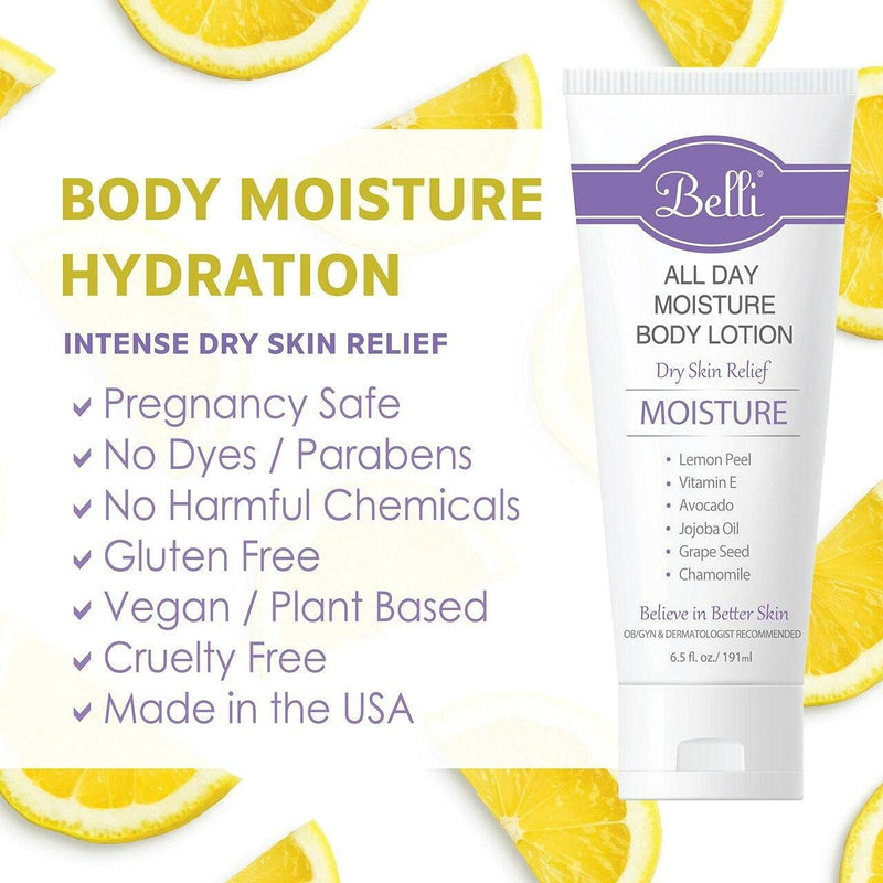 Belli All Day Moisture Body Lotion – Relieves Dry Skin – OB/GYN and Dermatologist Recommended – 6.5 oz. Lemon 6.5 Ounce - BeesActive Australia