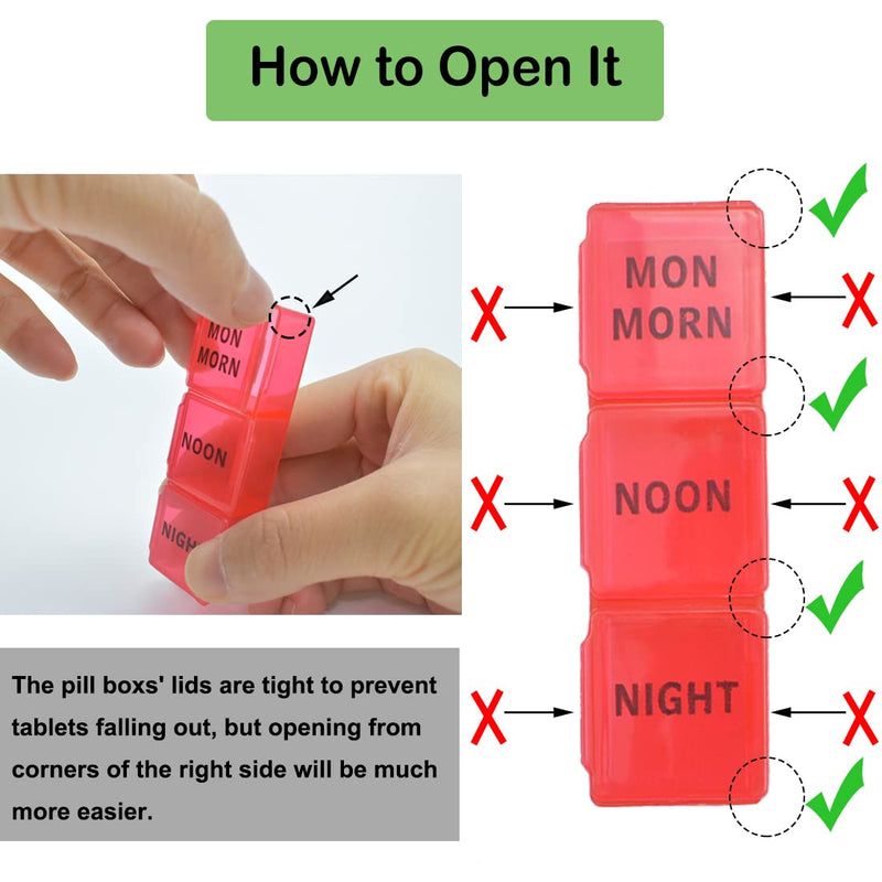 Pill Box Organiser 7 Day Weekly 3 Times a Day Travel Case Medication Dispenser Reminder for Medication, Supplements, Vitamins and Cod Liver Oil - BeesActive Australia