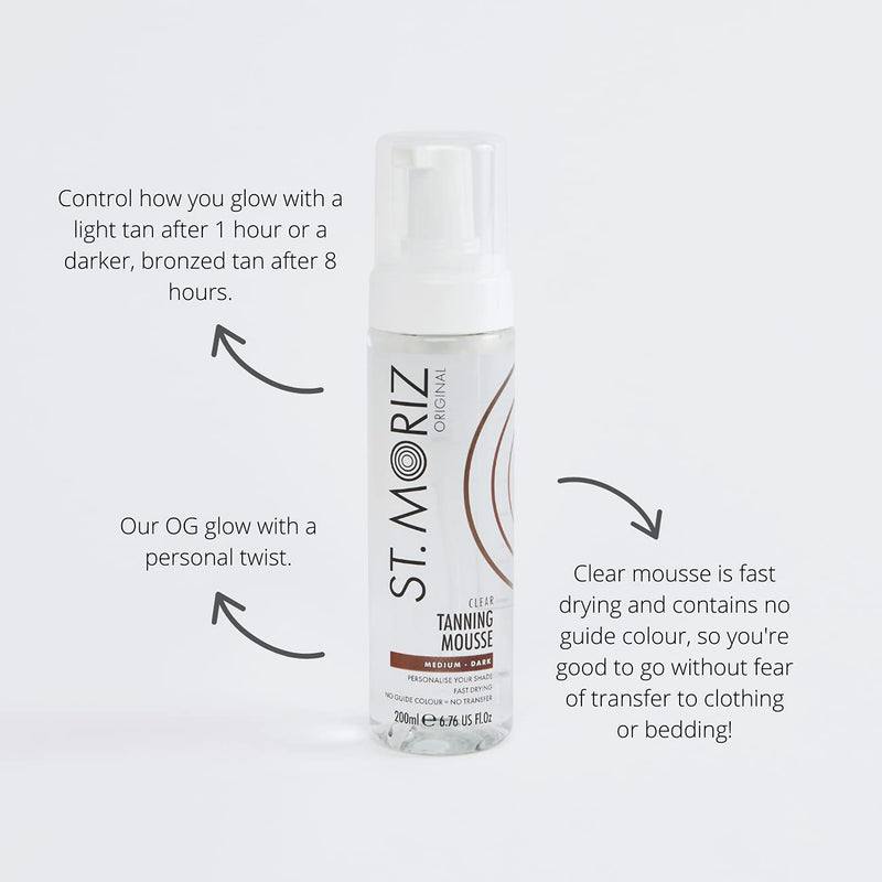 St Moriz Original Clear Tanning Mousse, Fast Drying Vegan Fake Tan, Medium to Dark (200ml) - BeesActive Australia