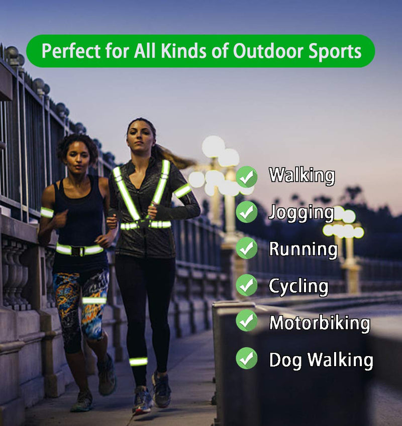Reflective Vest, Reflective Glow Belt with 2Pack Reflector Armbands, Adjustable Elastic Safety Vest Outdoor Reflective Belt High Visibility, Ultralight & Comfy for Running, Jogging, Walking, Cycling, - BeesActive Australia