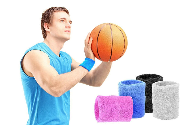 Kagogo 6 Inch Long Thick Cotton Sports Wristband/Sweatband for Basketball Tennis and Other Sports, Price/Pair Black - BeesActive Australia