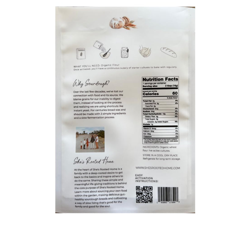 Dehydrated Sourdough Starter She's Rooted Home | Artesian Style Dehydrated Wild Yeast For Baking Sourdough Bread | Perfect for Pizza, Scones, Crackers,Focaccia, & More | Gut Healthy Organic Non-GMO Traditional Bread - BeesActive Australia