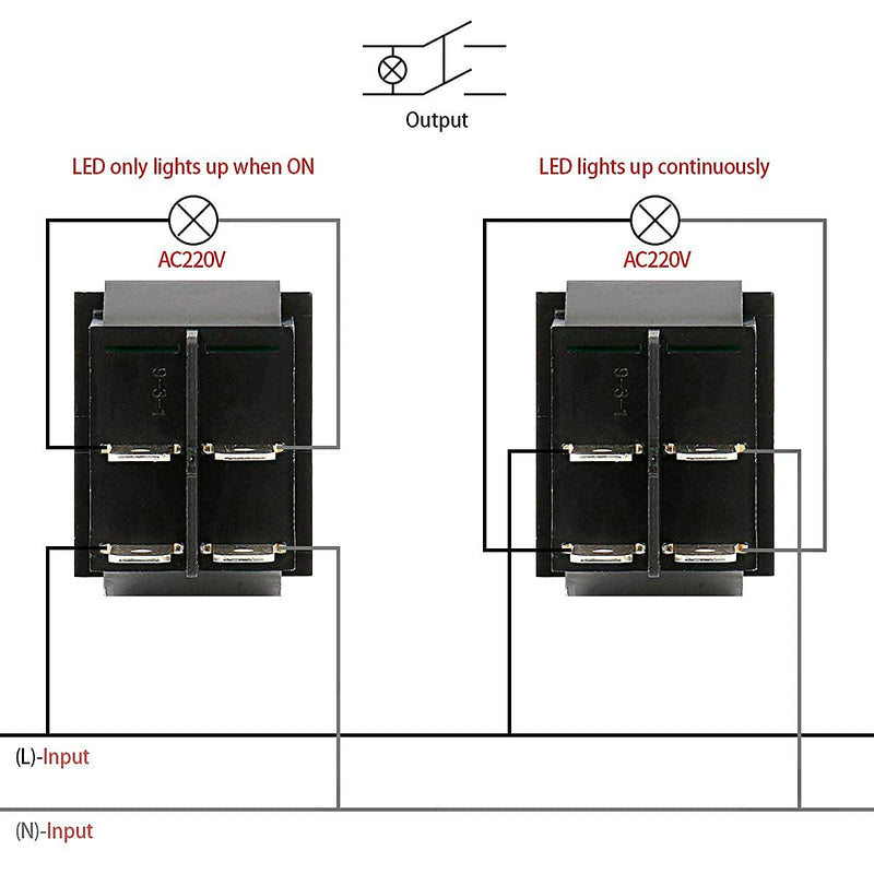 Baomain Red Light DPST ON/Off Snap in Boat Rocker Switch 4 Pin 16A/250V UL TUV List 1 Pack - BeesActive Australia