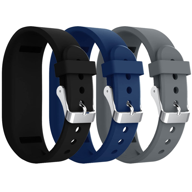 QGHXO Band for Garmin Vivofit 3, Soft Silicone Replacement Band Strap for Garmin Vivofit 3 / Vivofit JR/Vivofit JR 2 Activity Tracker, Fit 6.0"-9.0" (152mm-230mm) Wrist Black&Navy&Grey - BeesActive Australia