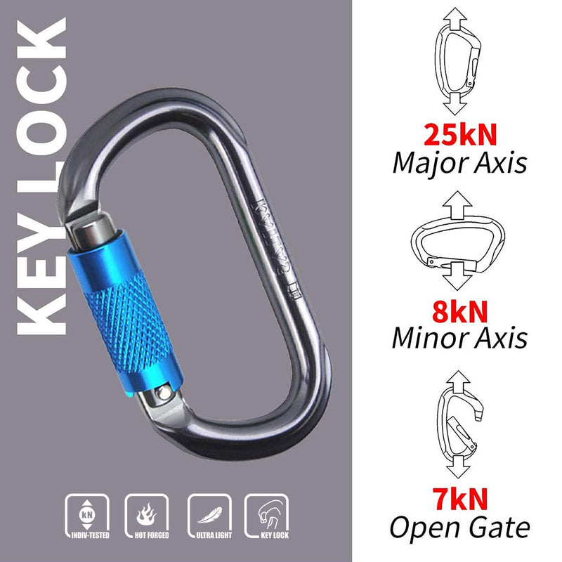 KAILAS CE Certified Oval Auto Locking Carabiner Constructed for Rock Climbing Mountaineering and Rescure Standard Alumimun Auto Lock Gate with Major Axis Strength 25KN - BeesActive Australia