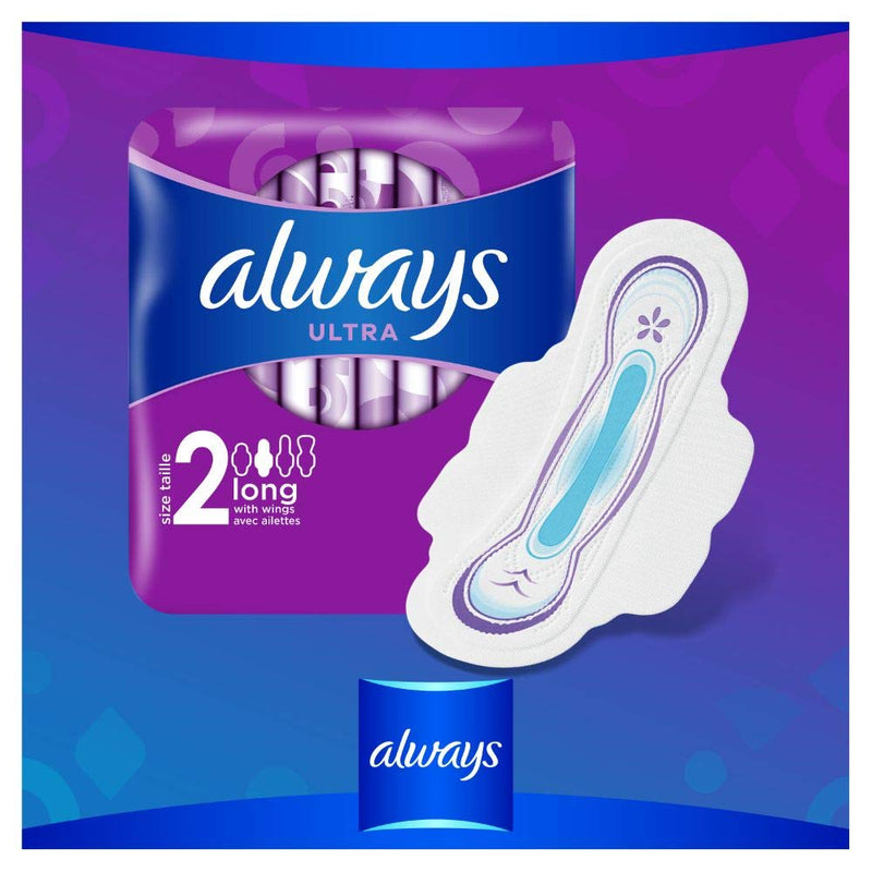 Always Always Ultra Long Sanitary Pads (Size 2) with Wings Pack of 20 111 g BigPack - BeesActive Australia
