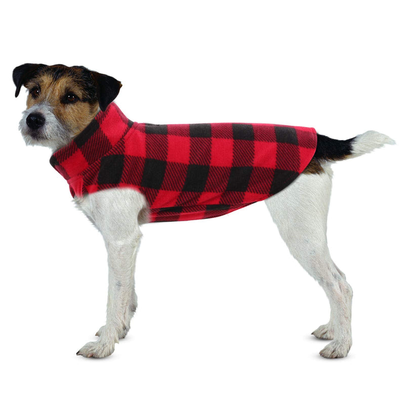 ASENKU Dog Sweater, Plaid Dog Fleece Vest, Soft Comfortable Pet Pajamas, Warm Winter Dog Shirt, Cold Weather Coat Jacket Pet Clothes for Small & Medium Dog Breeds Red - BeesActive Australia