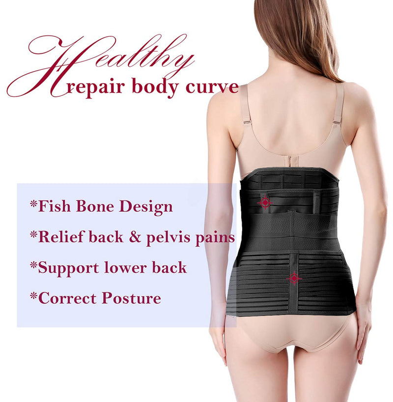 ChongErfei 3 in 1 Postpartum Belly Wrap - Recovery Belly/Waist/Pelvis Belt Black Band,Black One Size One Size (Pack of 1) - BeesActive Australia