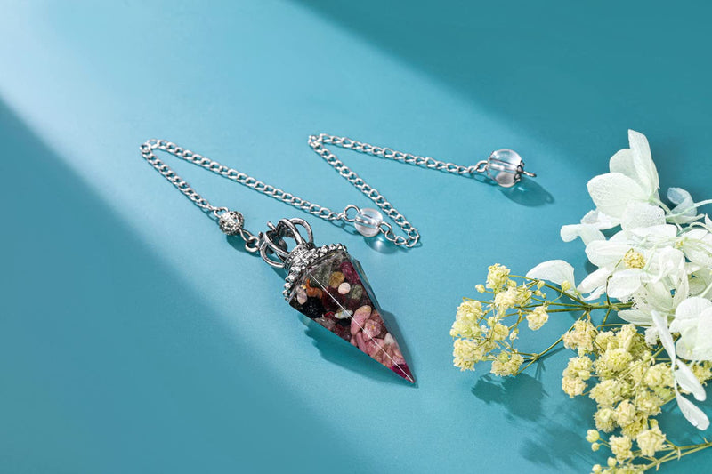 JOVIVI Pendulum Crystal,Tourmaline Dowsing Crystals Pendulum Divination Scrying Healing Crystal Gemstone Quartz Stone Pendant for Reiki Grid Meditation Witchcraft Wicca Tourmaline Crystal Pendulum - BeesActive Australia
